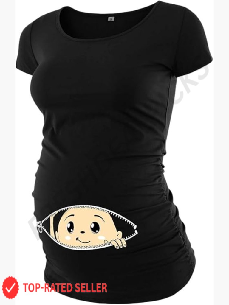 Maternity T-Shirt Short Sleeve Bump Friendly Pregnancy Top Chic Casual Fit